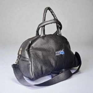 youthing black faux leather weekender bag travel duffel